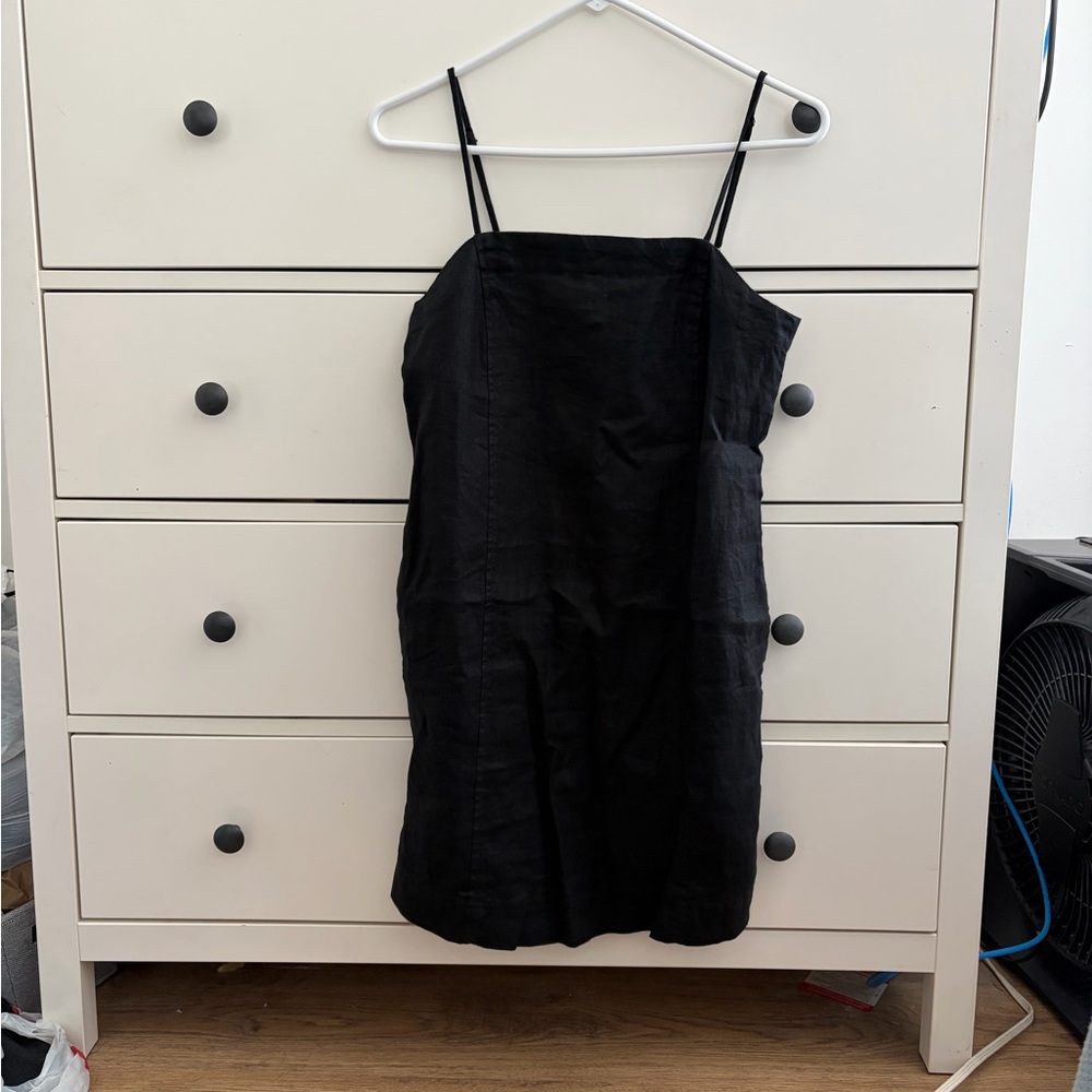Madewell Goldie Mini Dress Linen Black Size 0 View 4